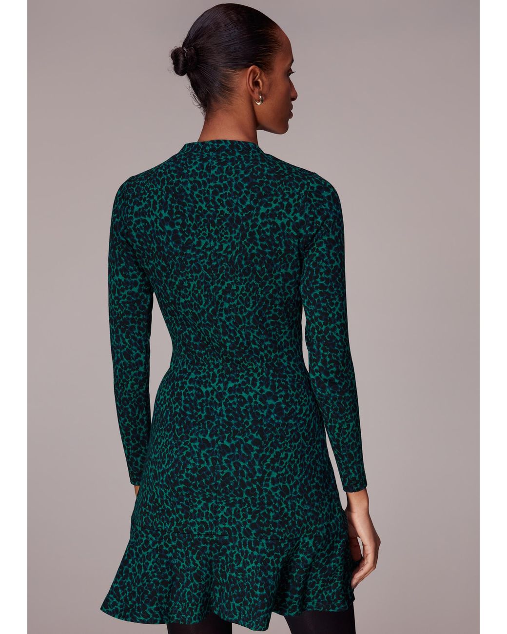 Whistles Blue Forest Leopard Jacquard Dress