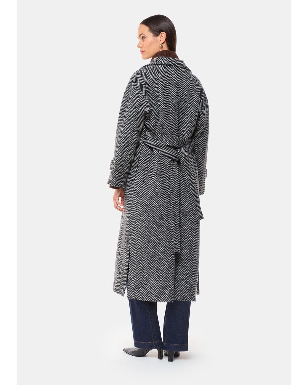 Whistles Gray Cosette Funnel Neck Coat