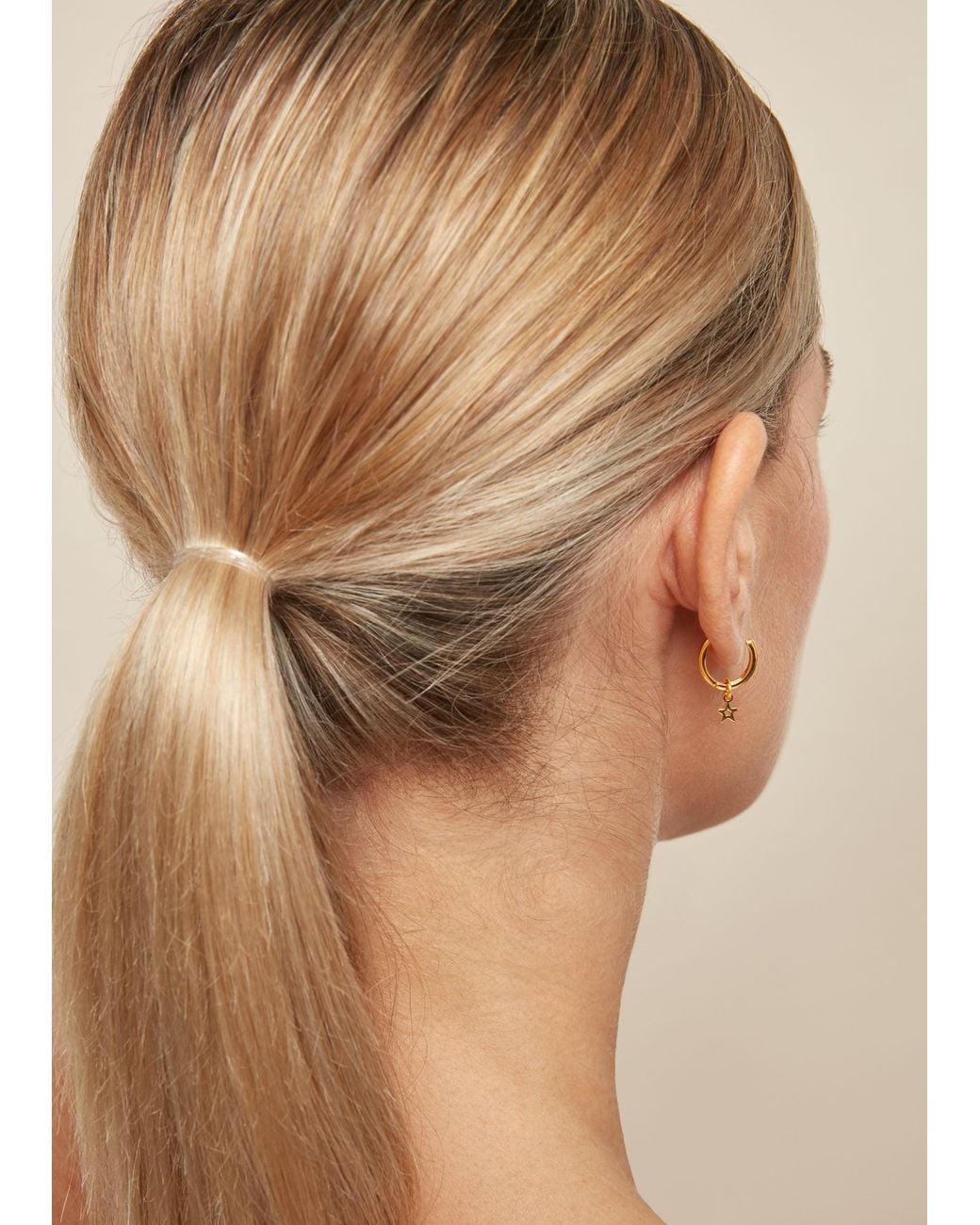 Whistles Natural Mini Star Hoop Earring