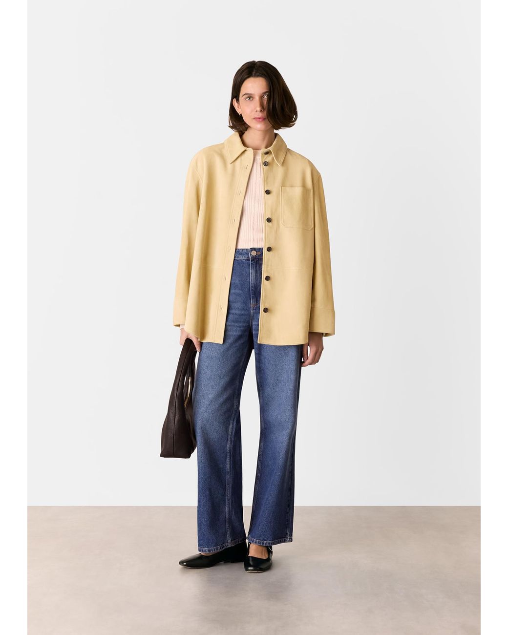 Whistles Blue Sam Suede Leather Overshirt