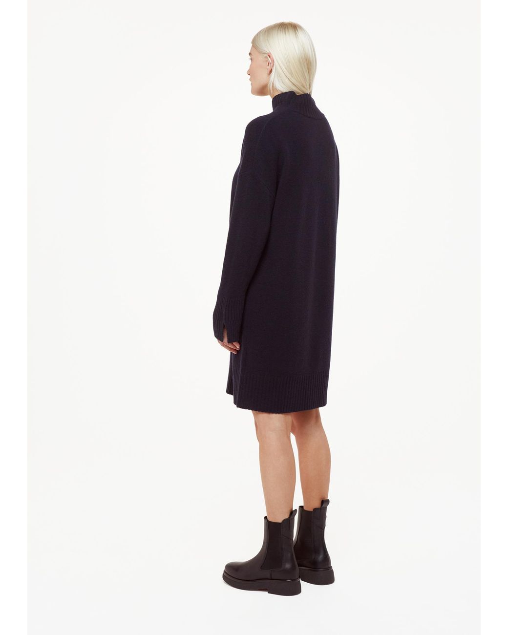 Whistles Blue Petite Amelia Wool Knitted Dress