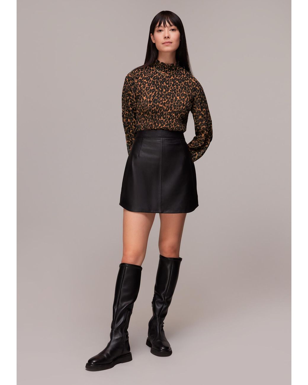 Whistles Multicolor Classic Leopard Plisse Top