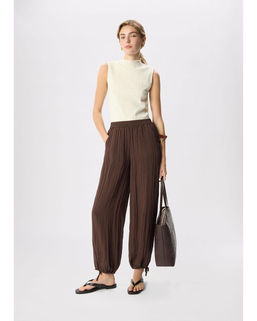 Whistles Natural Textured Sleeveless Top