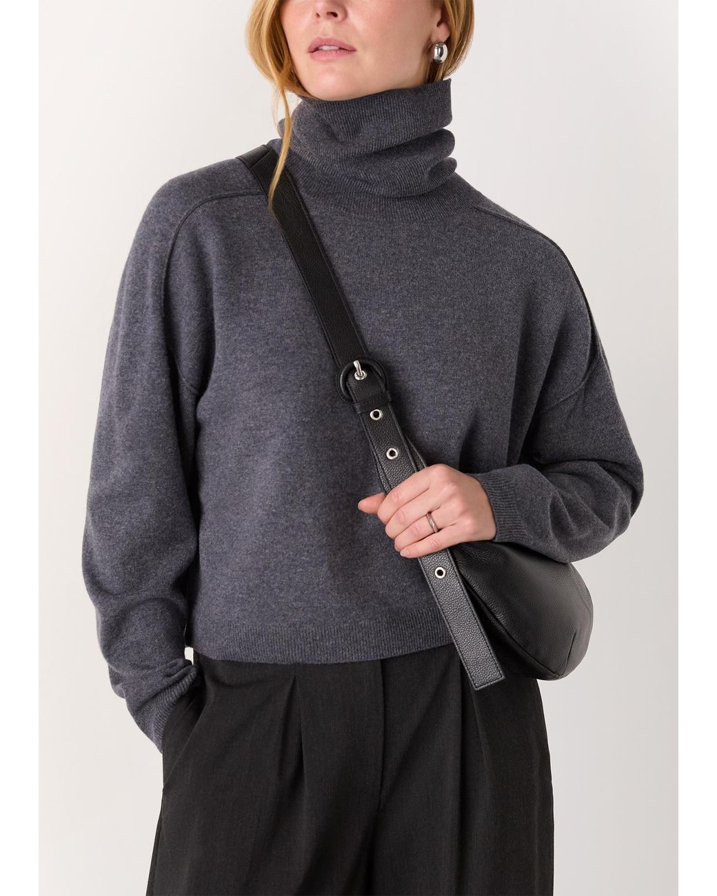 Whistles Black Small Sia Curved Crossbody Bag