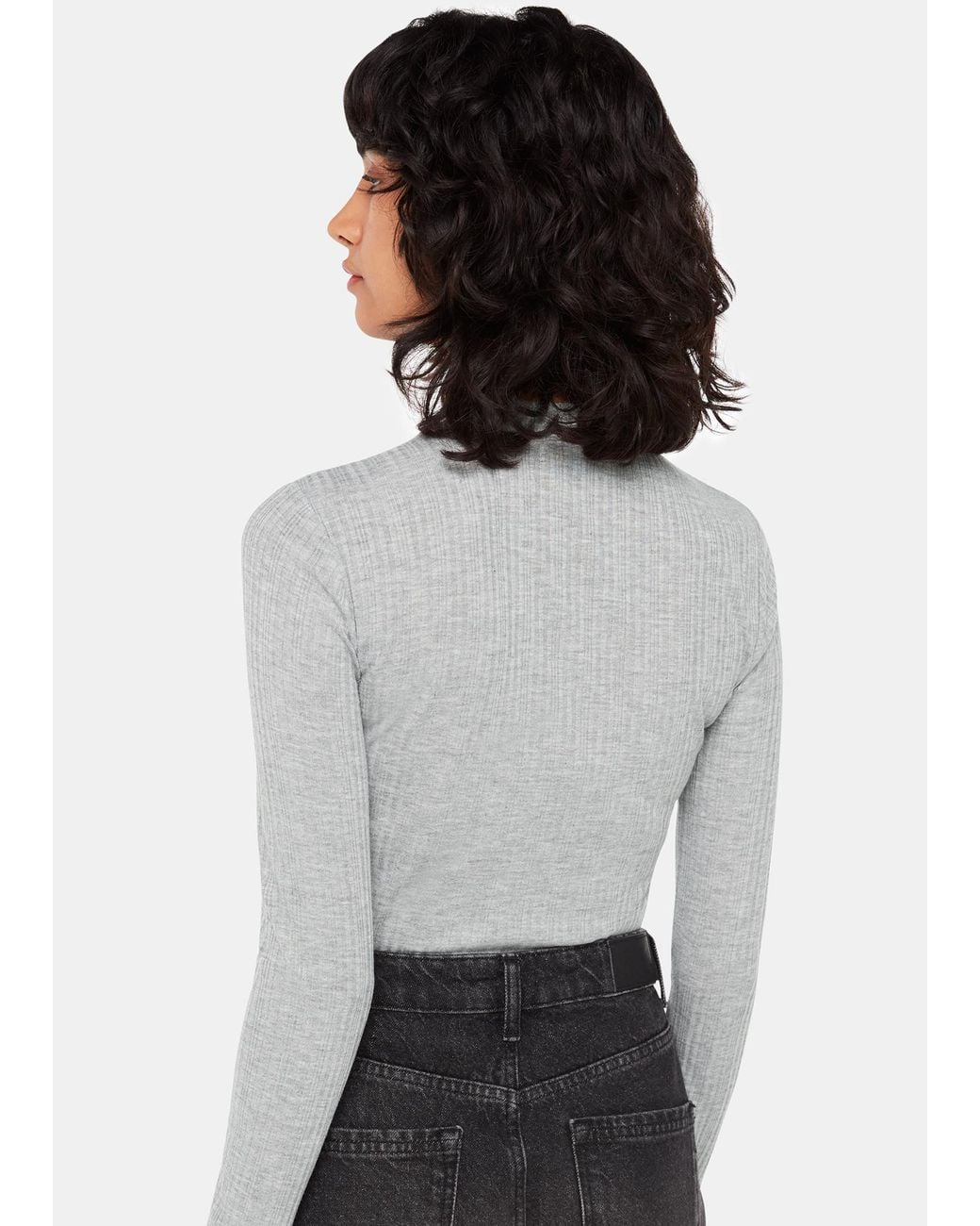 Whistles White Diagonal Rib Crew Neck Top