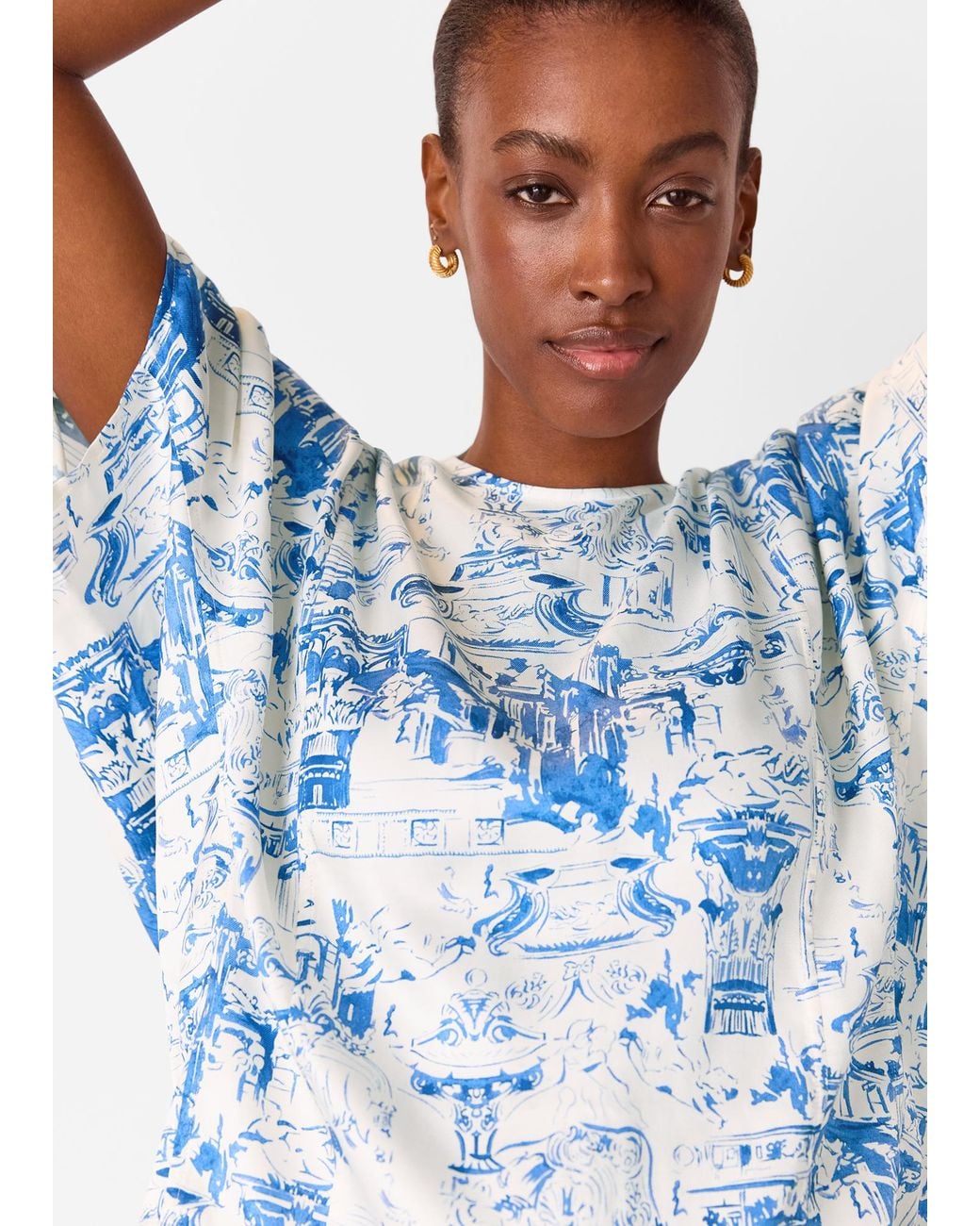 Whistles Blue Rome Print Blouse