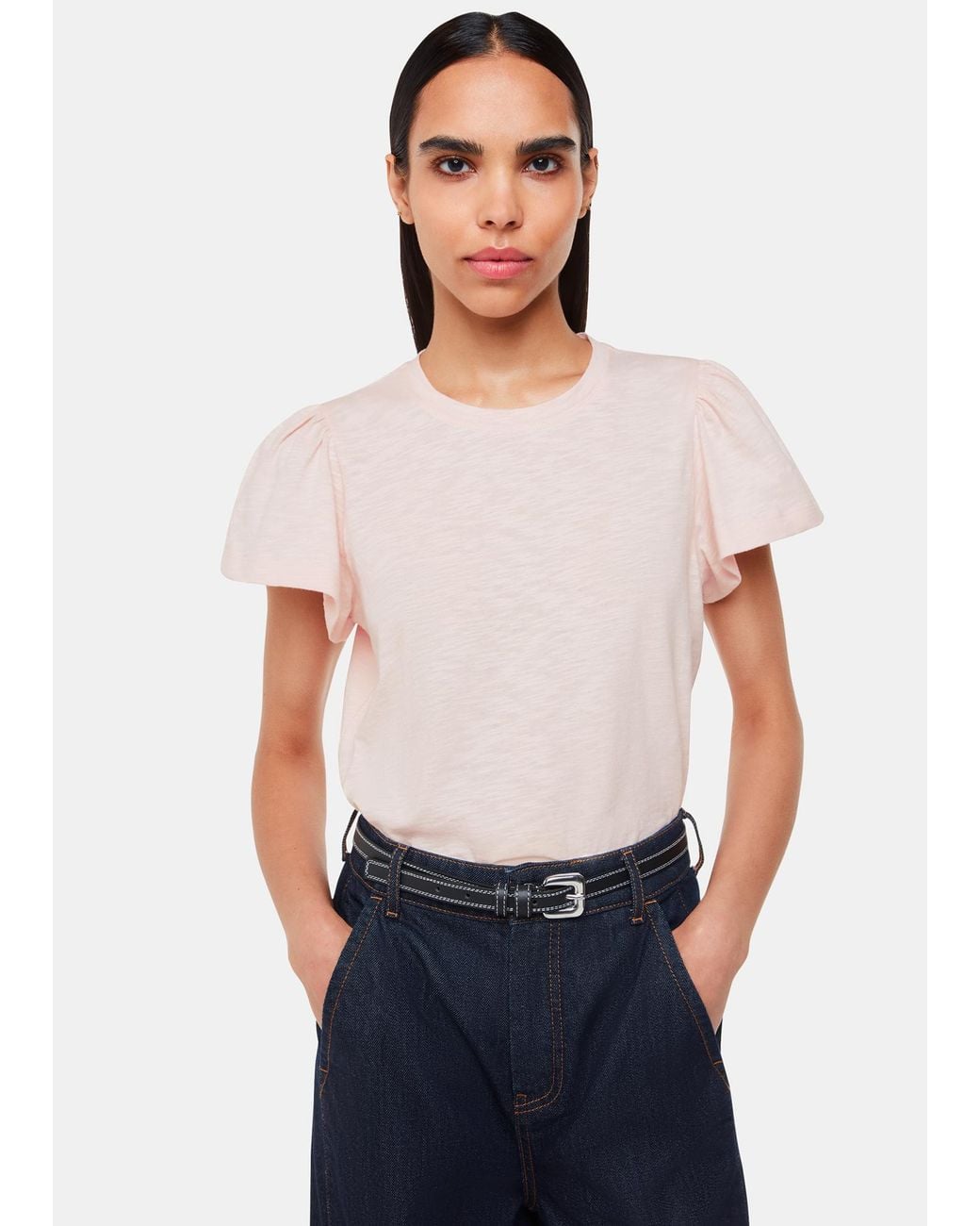 Whistles Multicolor Cotton Frill Sleeve T-shirt