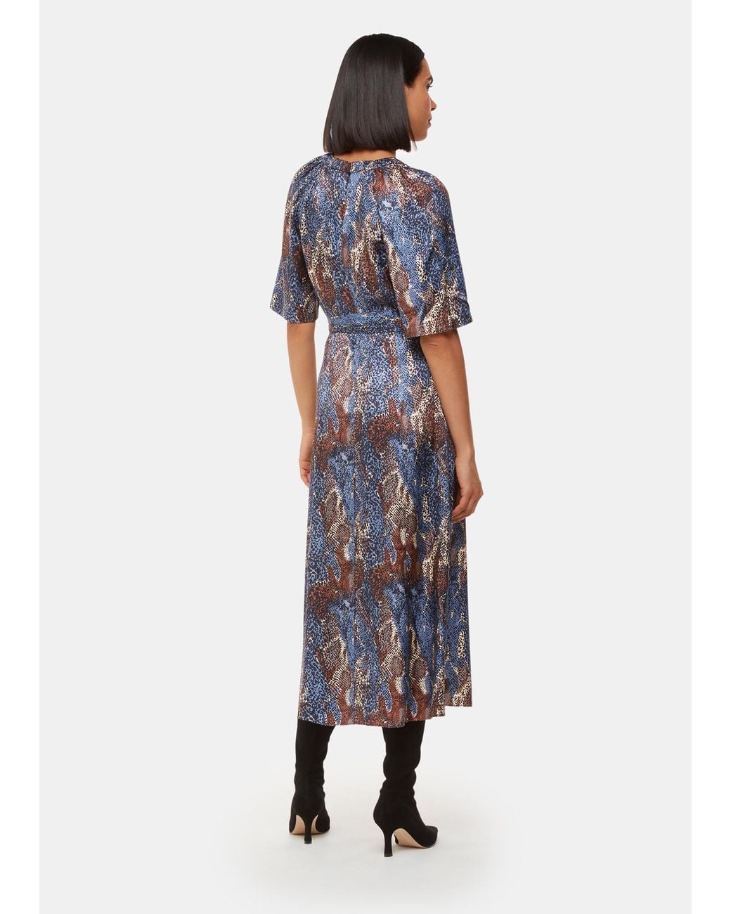 Whistles Blue Marlow Dashed Snake Dress