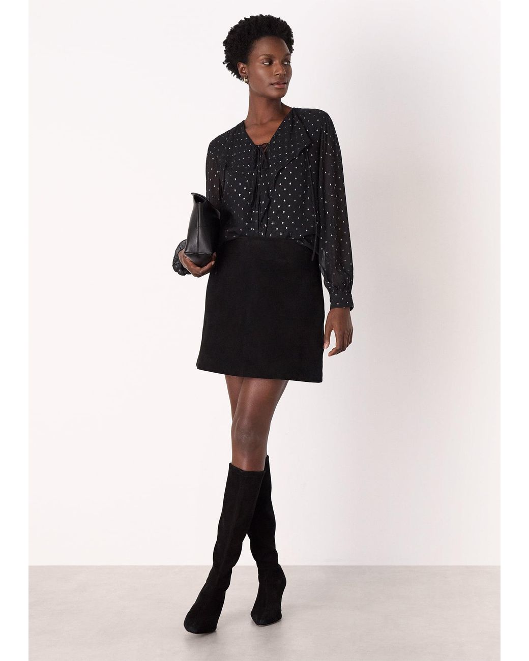 Whistles Natural Metallic Dobby Frill Blouse