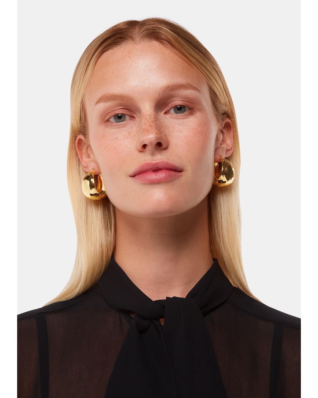 Whistles White Textured Curved Earring
