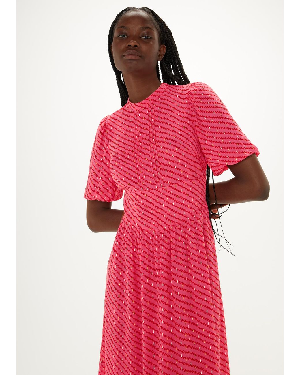Whistles Red Diagonal Leaf Blair Dress