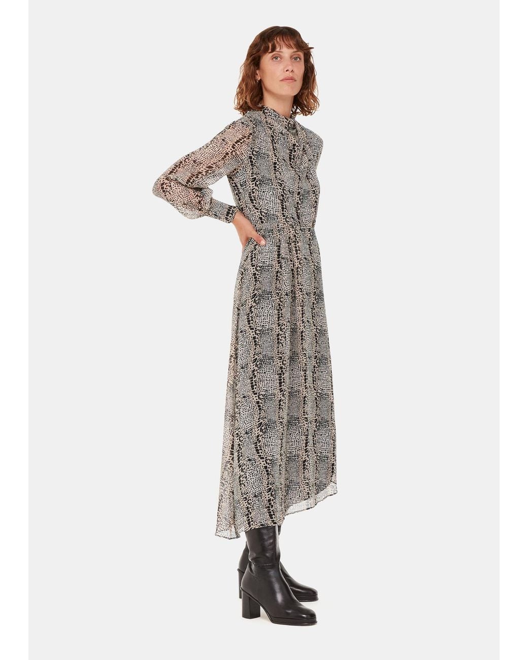 Whistles White Optical Snake Meg Dress