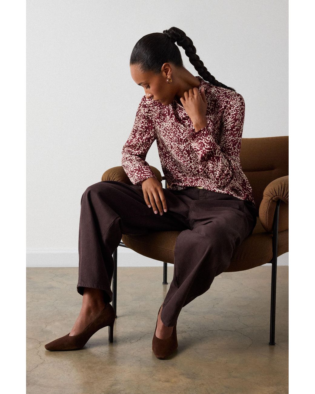 Whistles Feathered Animal Satin Blouse