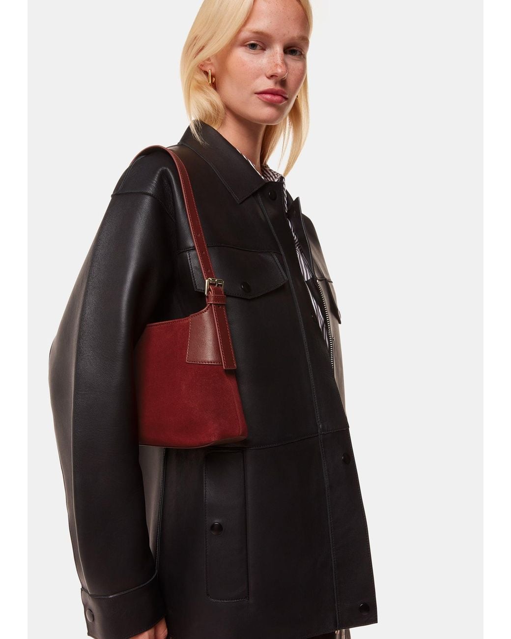 Whistles Red Paloma Small Suede Bag