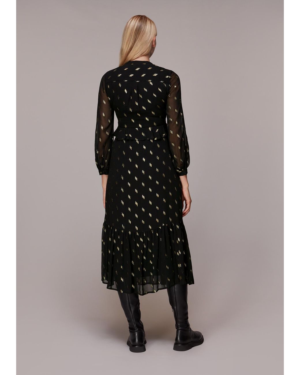Whistles Multicolor Dobby Metallic Midi Dress