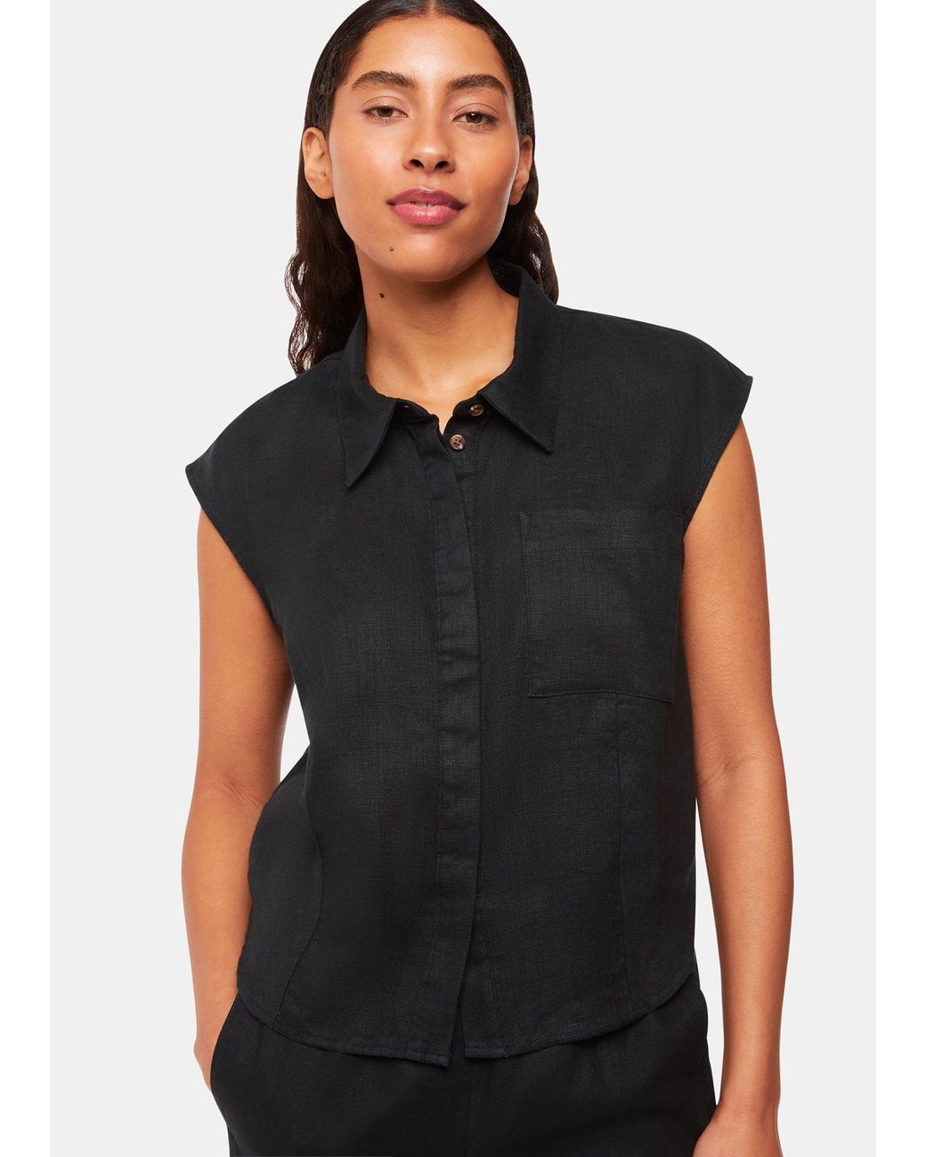 Whistles Black Olivia Linen Shirt