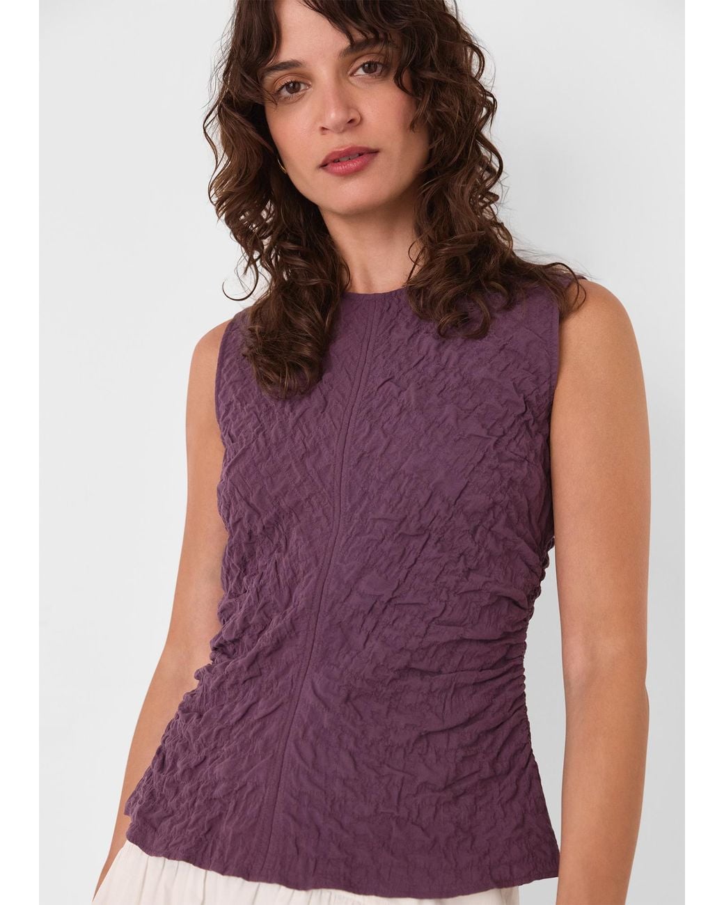 Whistles Purple Cotton Textured Tank