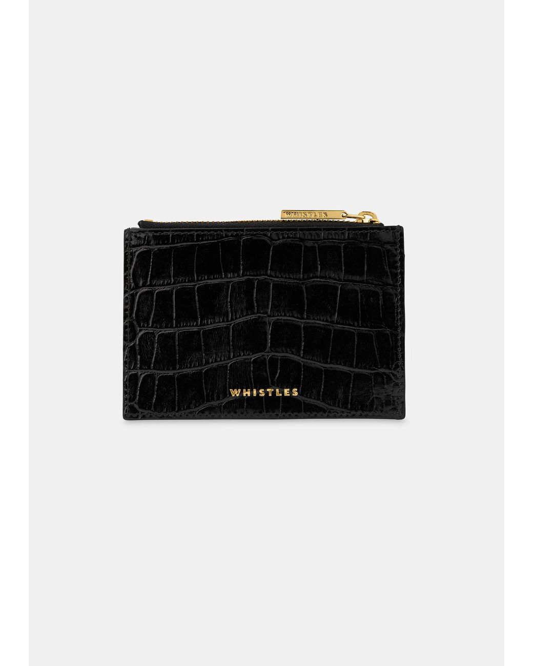 Whistles Black Shiny Croc Coin Purse