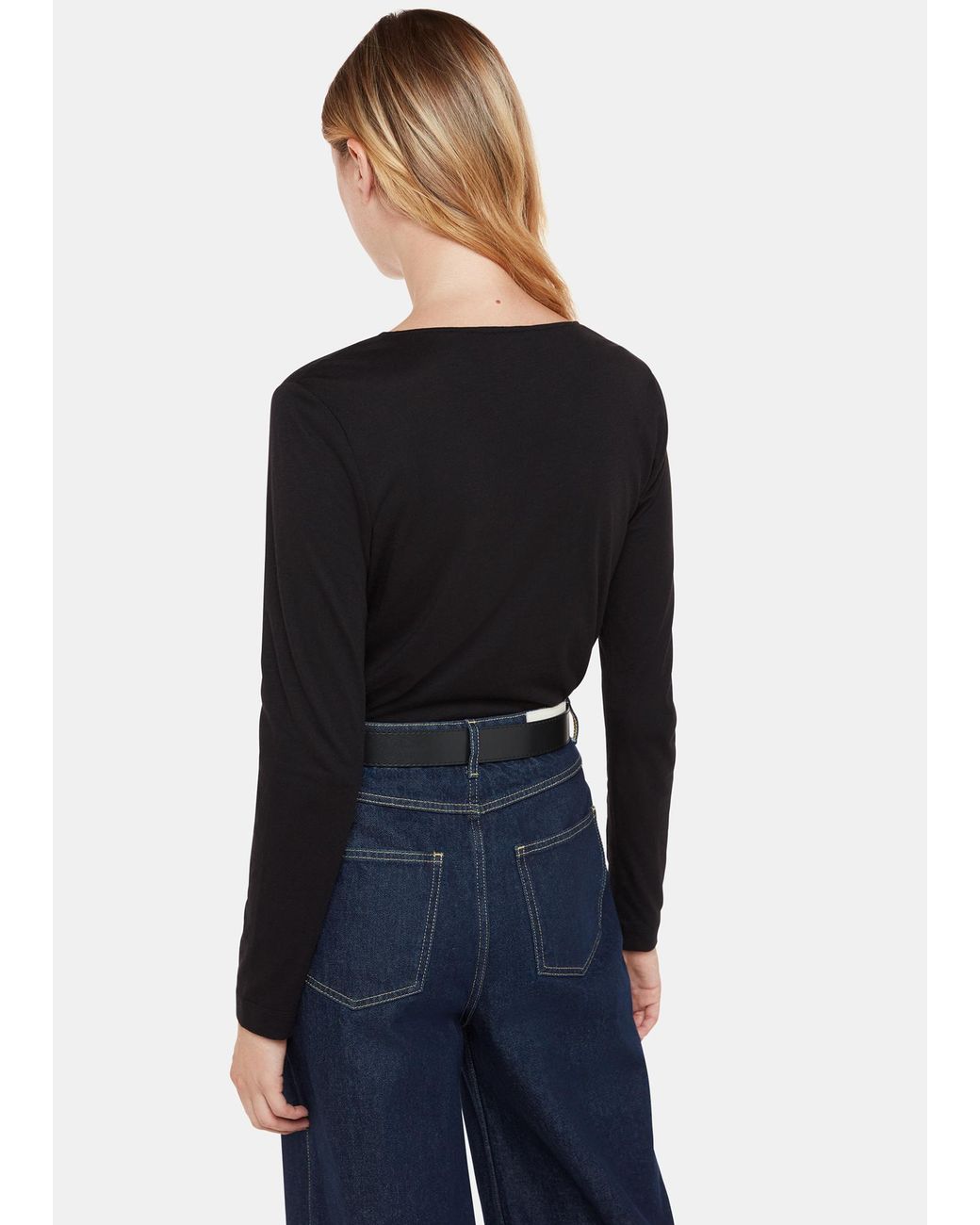 Whistles Blue High V Neck Ruched Top