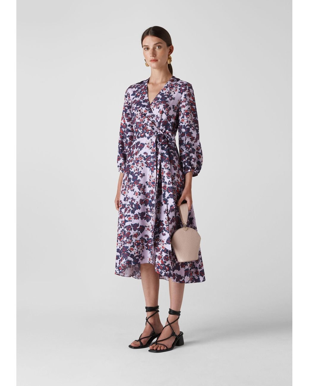 Whistles Floral Silk Wrap Dress in Purple Save 57 Lyst