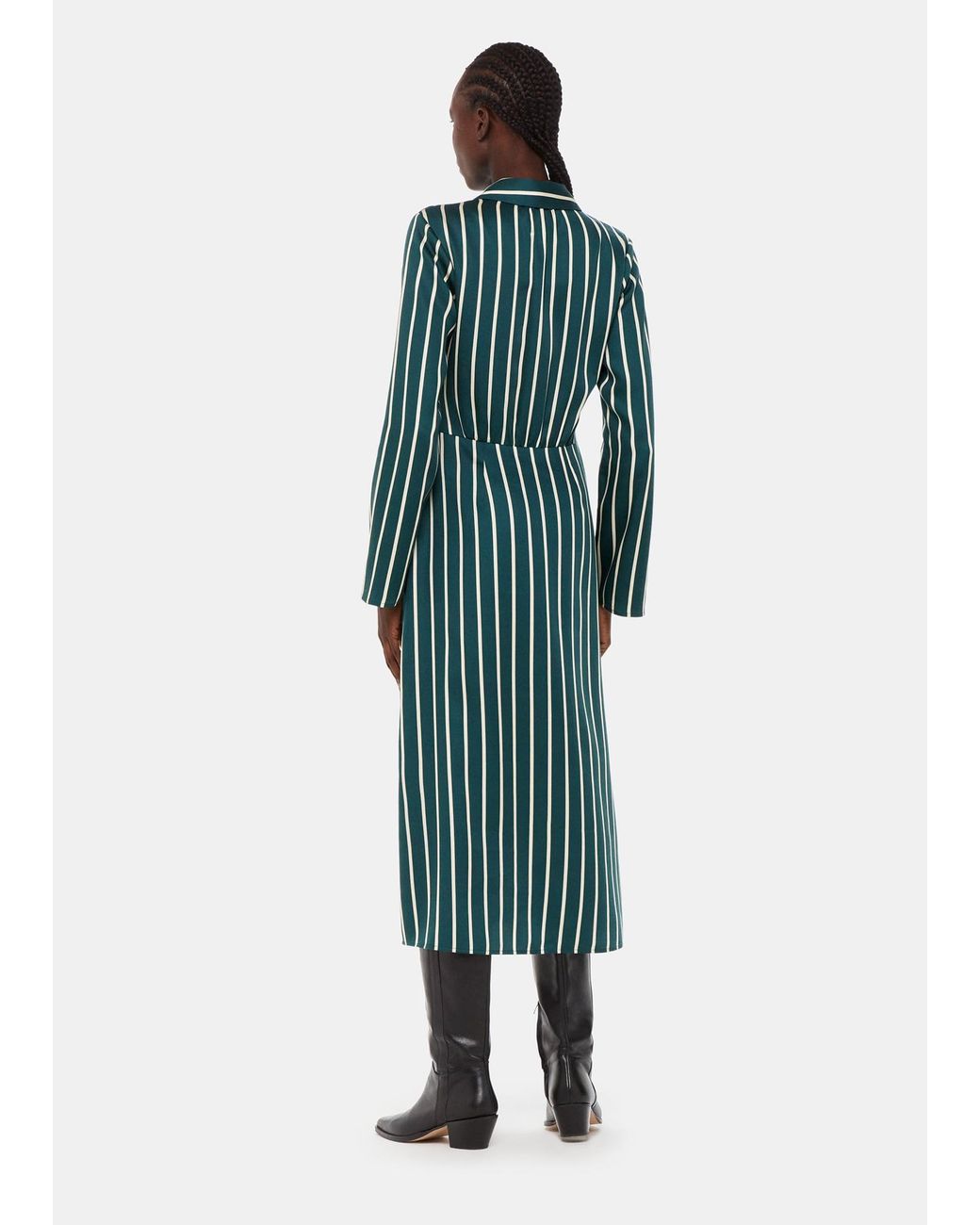 Whistles Green Alex Stripe Shirt Dress