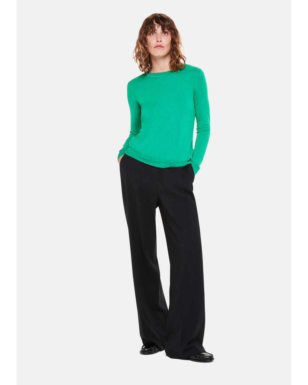 Whistles Green Annie Sparkle Crew Neck