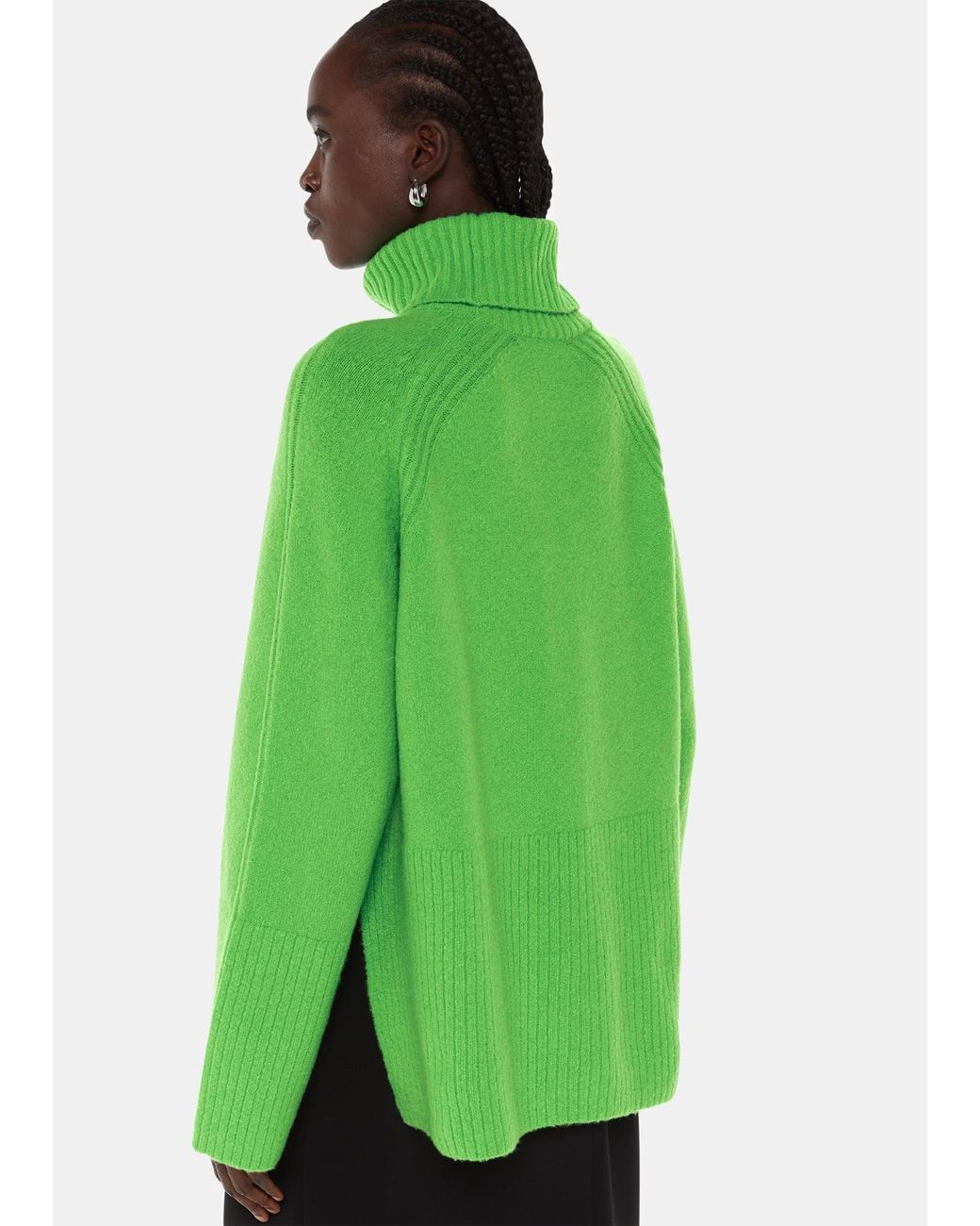 Whistles Green Textured Rib Detail Roll Neck