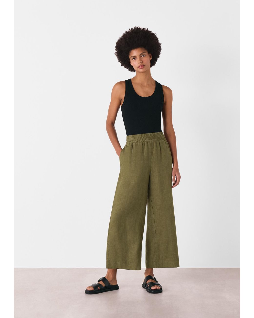 Whistles Green Linen Pocket Trouser