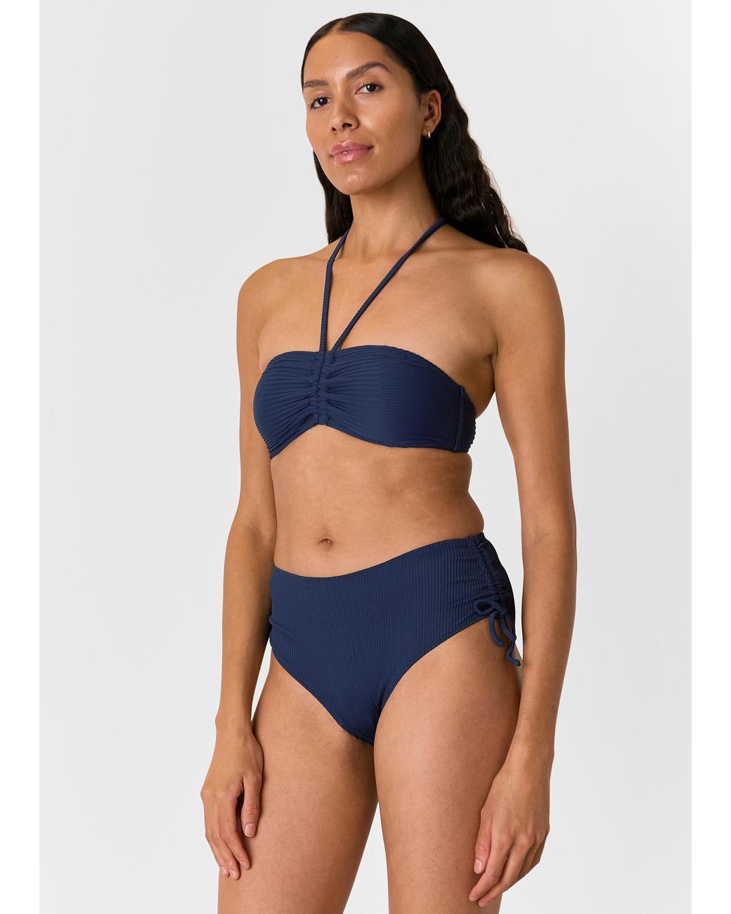 Whistles Blue Mixed Rib Bikini Bottom