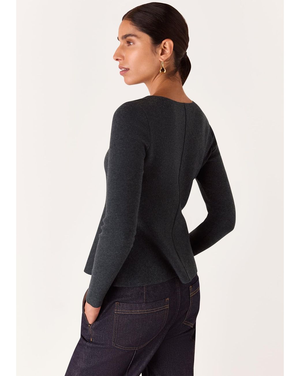 Whistles Blue Peplum Detail Knit
