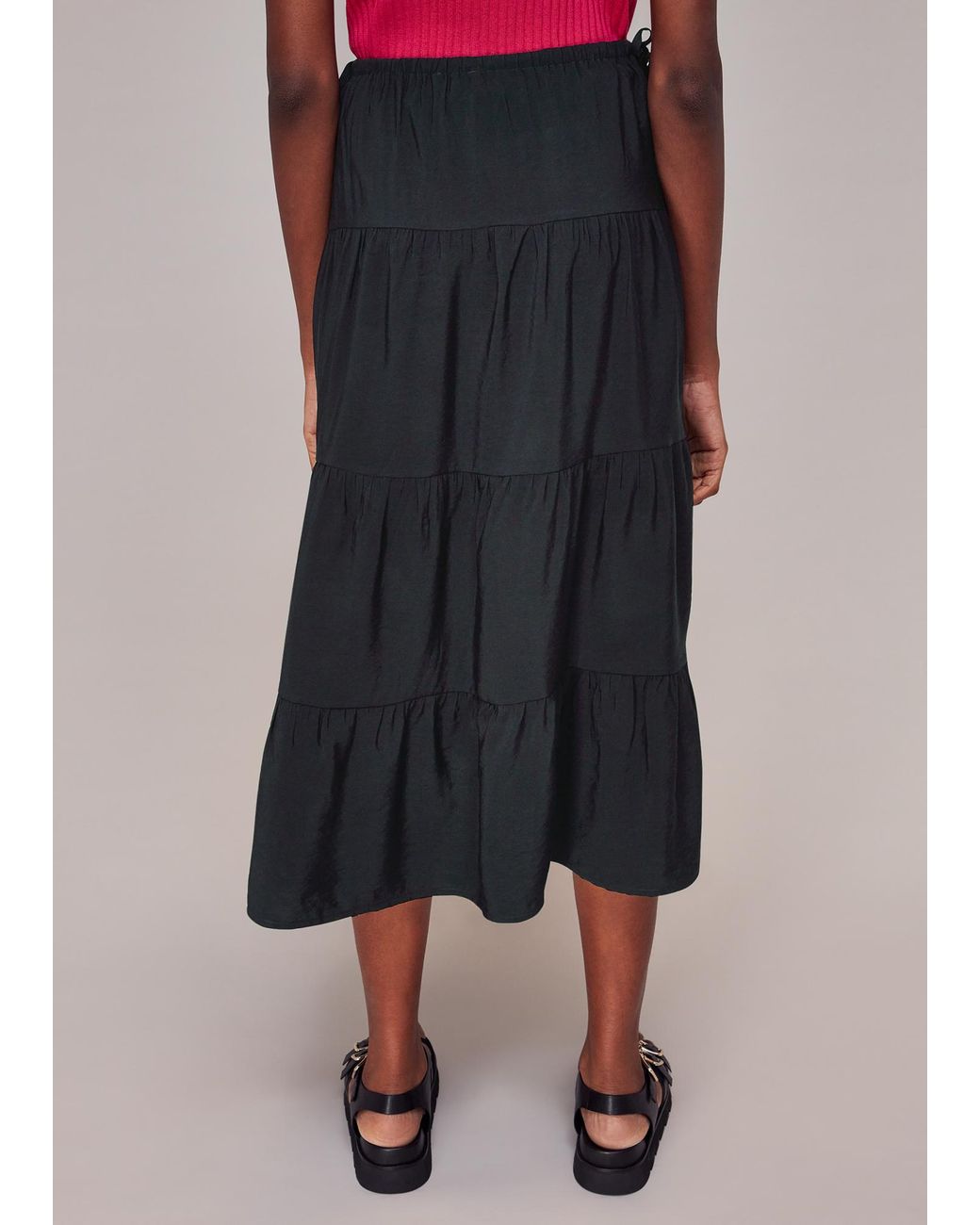Whistles Pink Tie Side Tiered Skirt