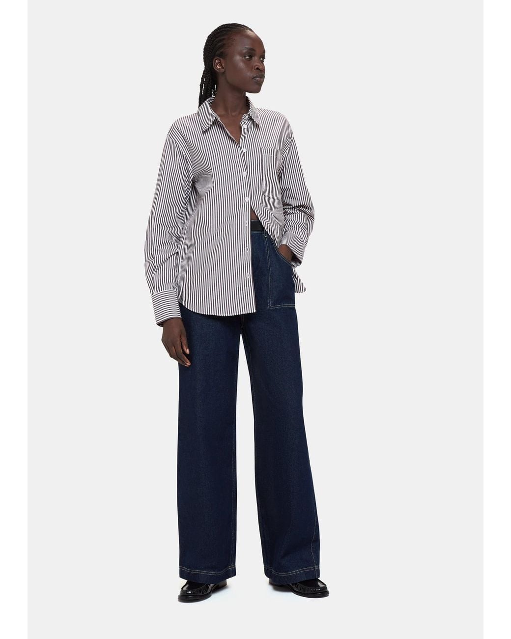 Whistles Blue Stripe Relaxed Fit Shirt