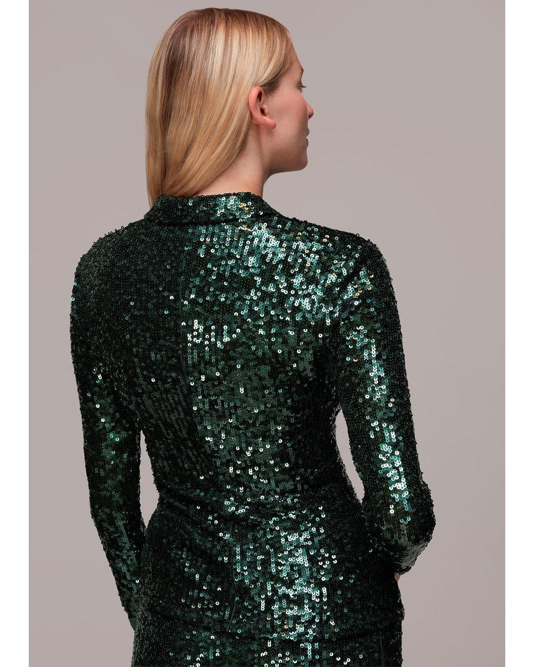 Whistles Green Layla Sequin Shirt