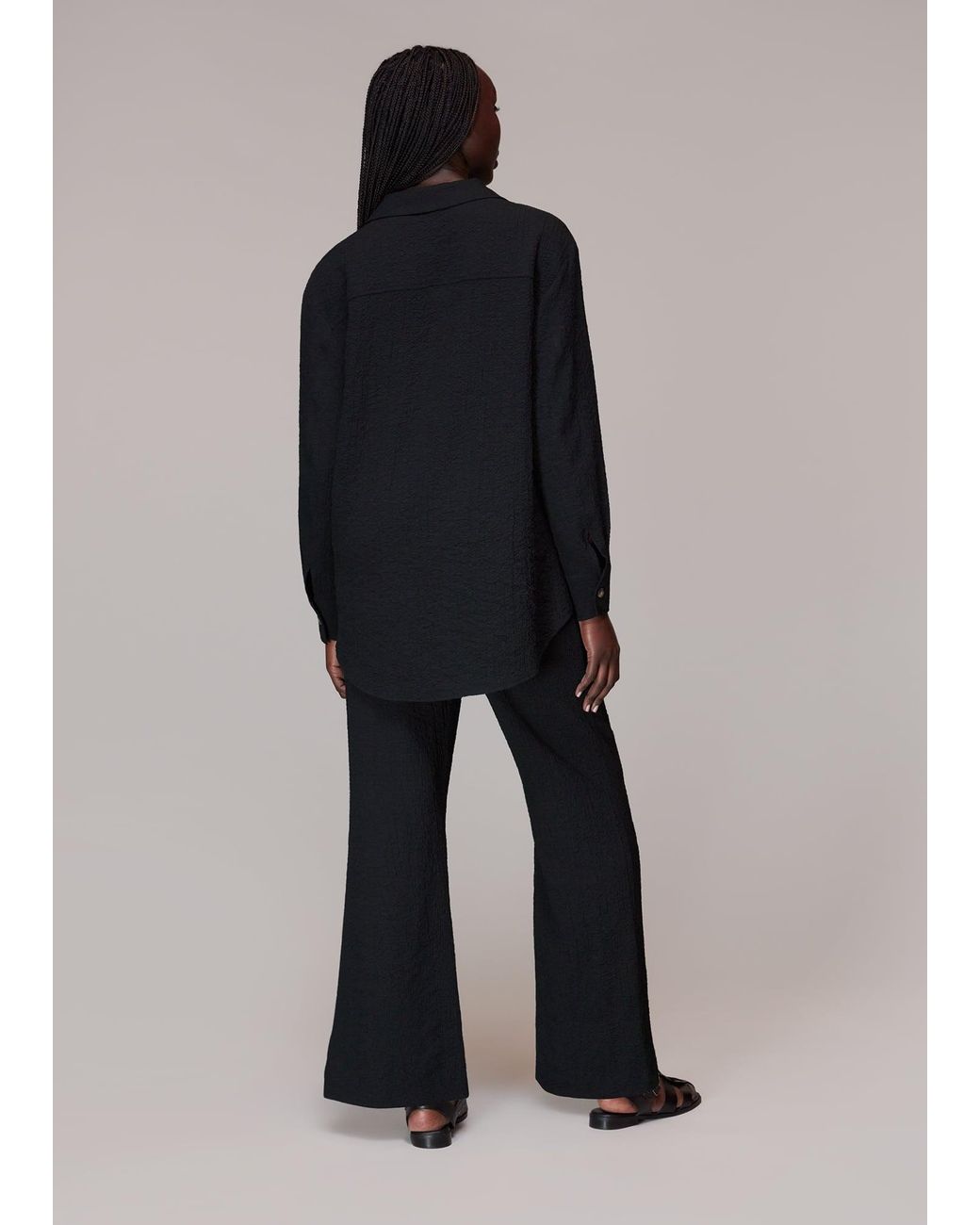Whistles Black Luna Crinkle Trouser