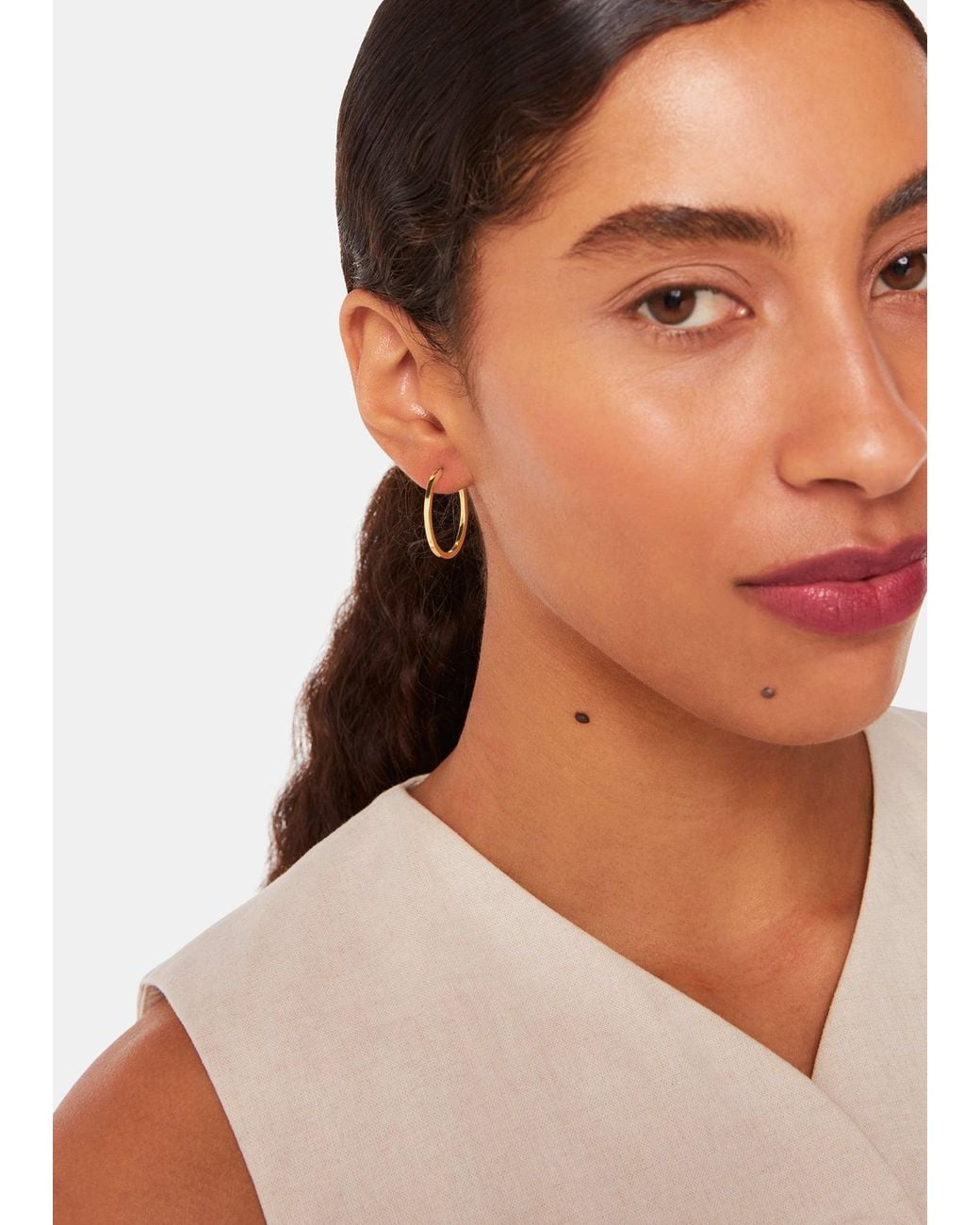 Whistles White Mini Oval Thin Hoop