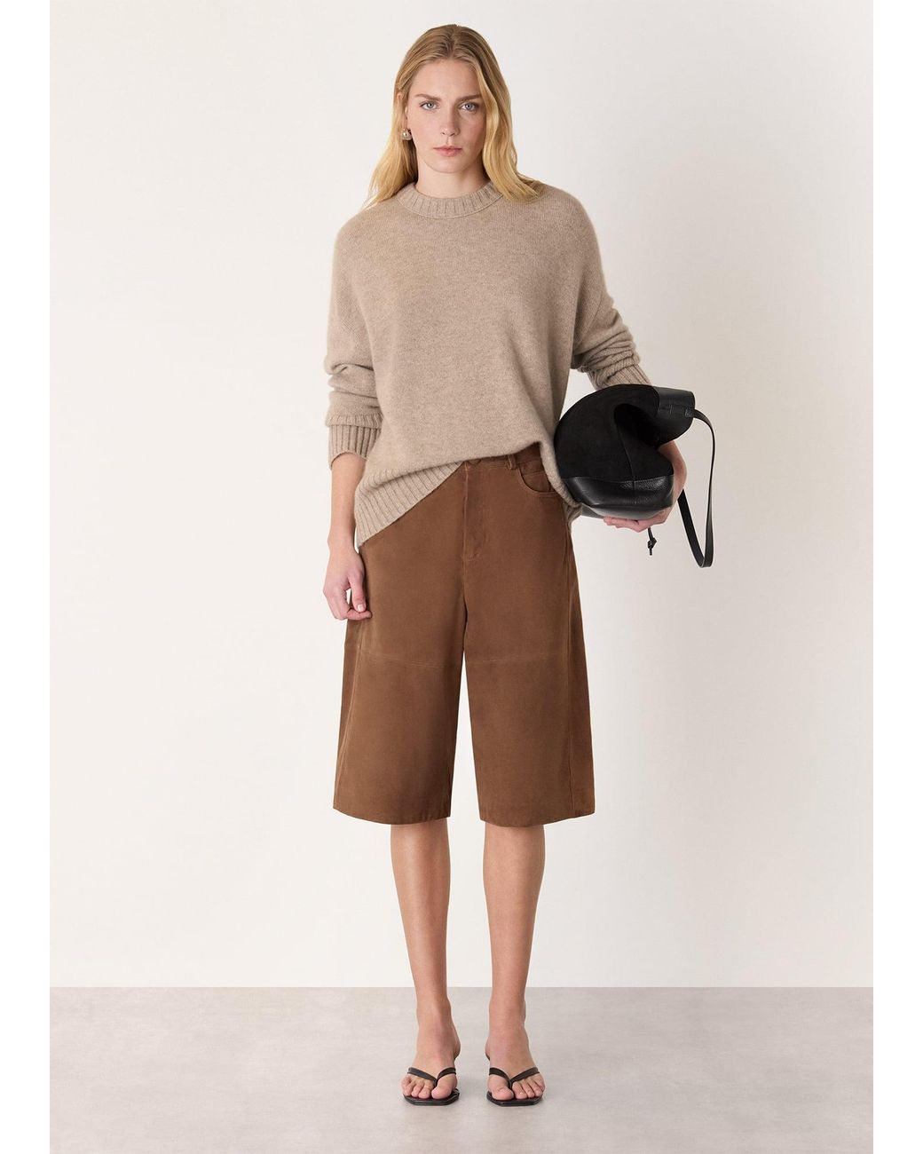 Whistles Natural Suede Longline Short