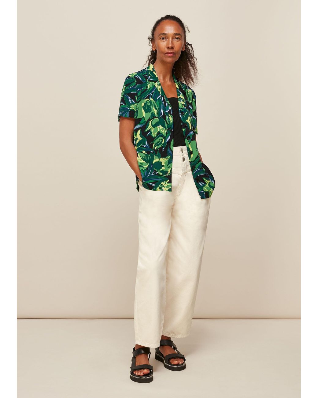Whistles Green Tulip Print Shirt