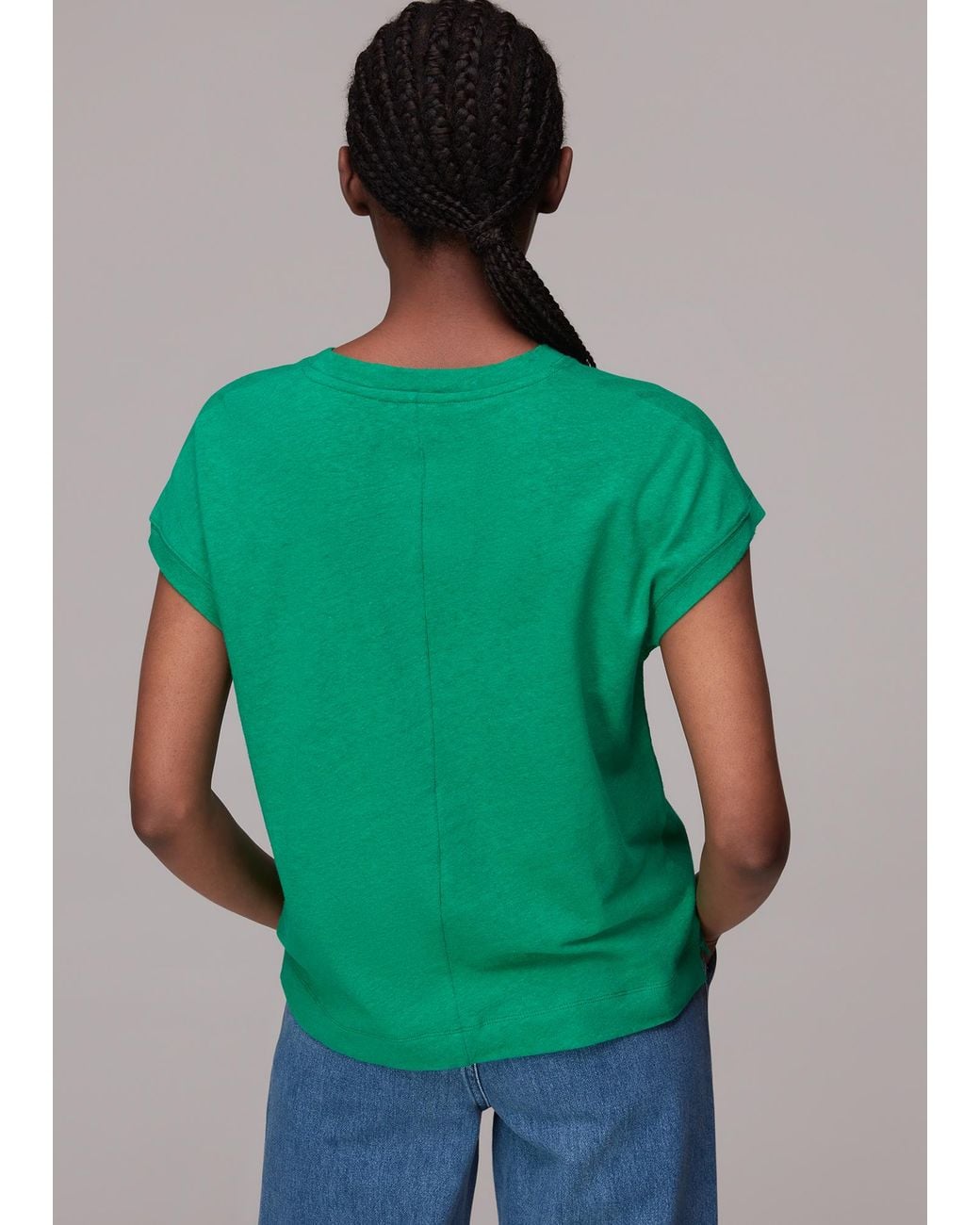 Whistles Green Ember Linen Pocket Tee