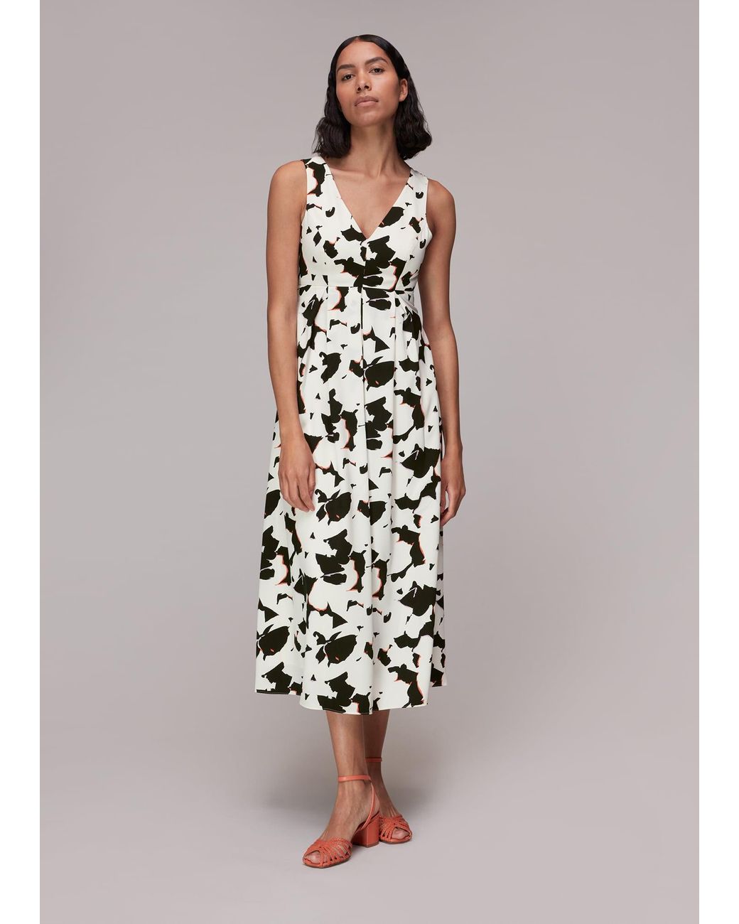 Whistles White Silhouette Floral V Neck Dress
