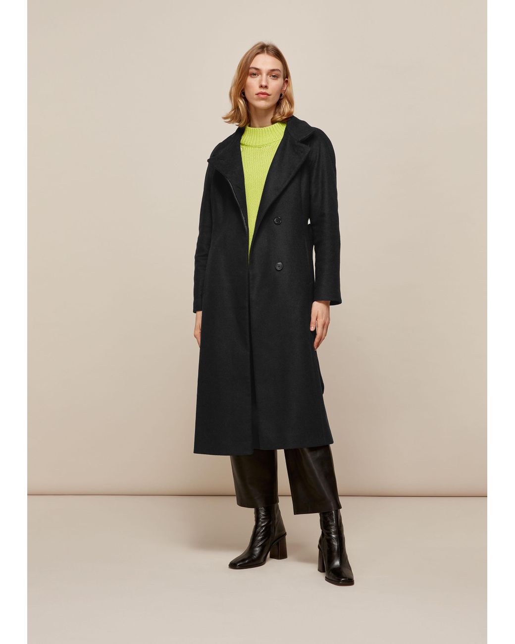 womens black funnel neck coat
