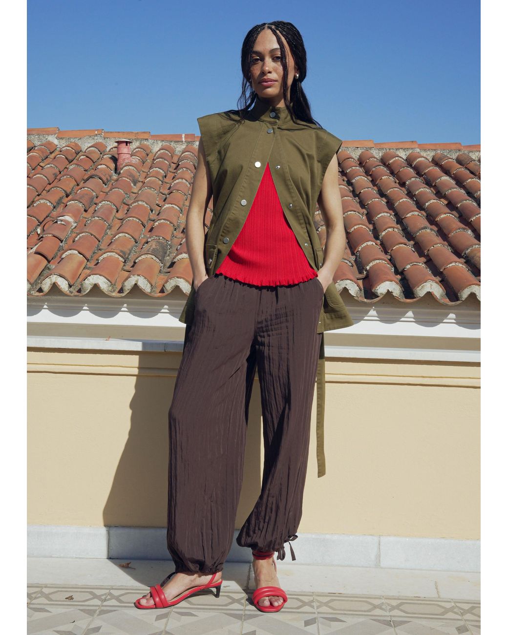 Whistles Red Balloon Tie Hem Trousers
