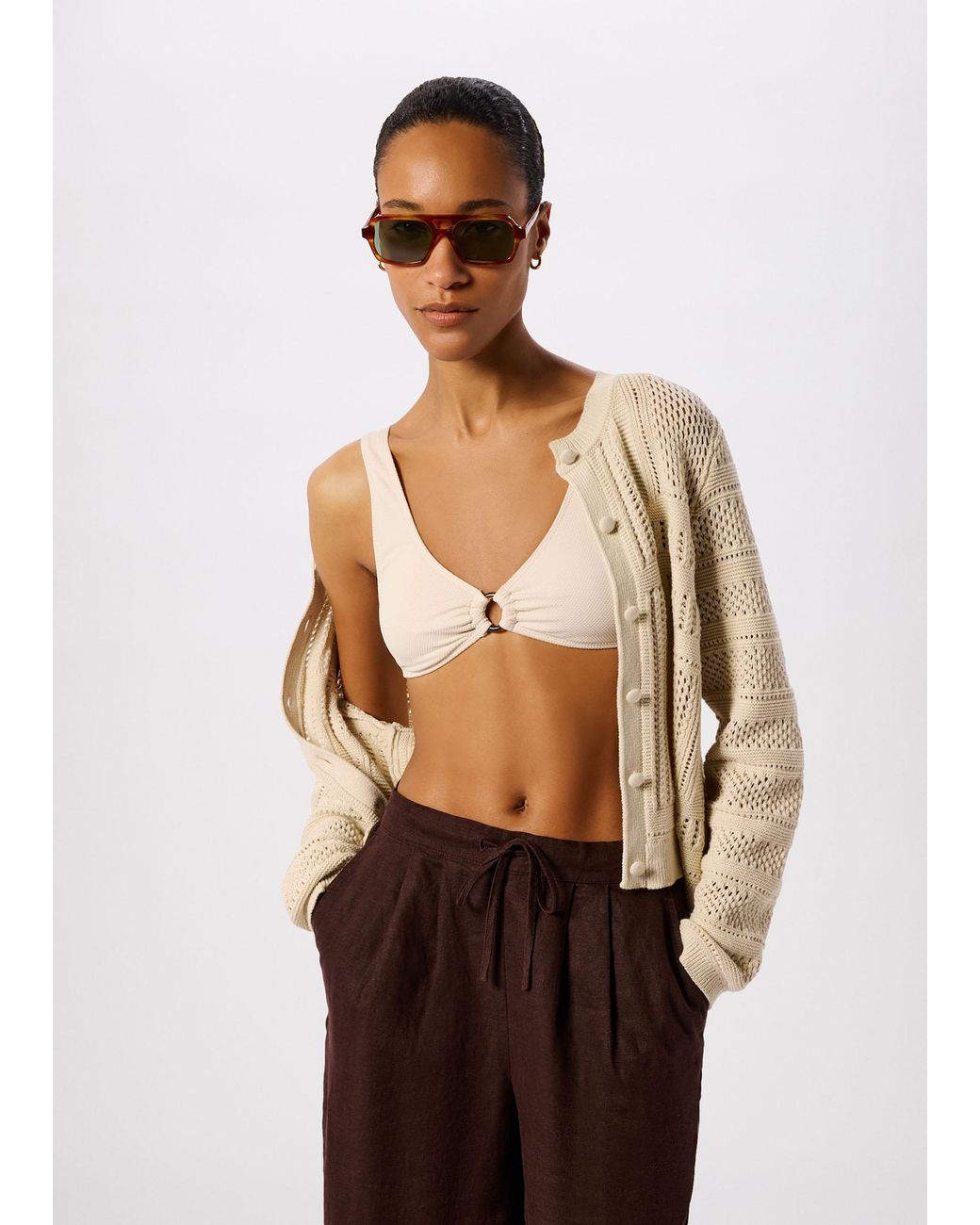 Whistles White Ring Detail Bikini Top