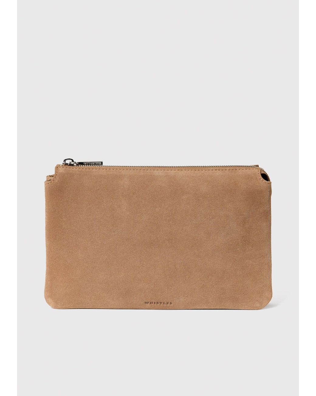 Whistles Natural Elita Suede Pouch Clutch