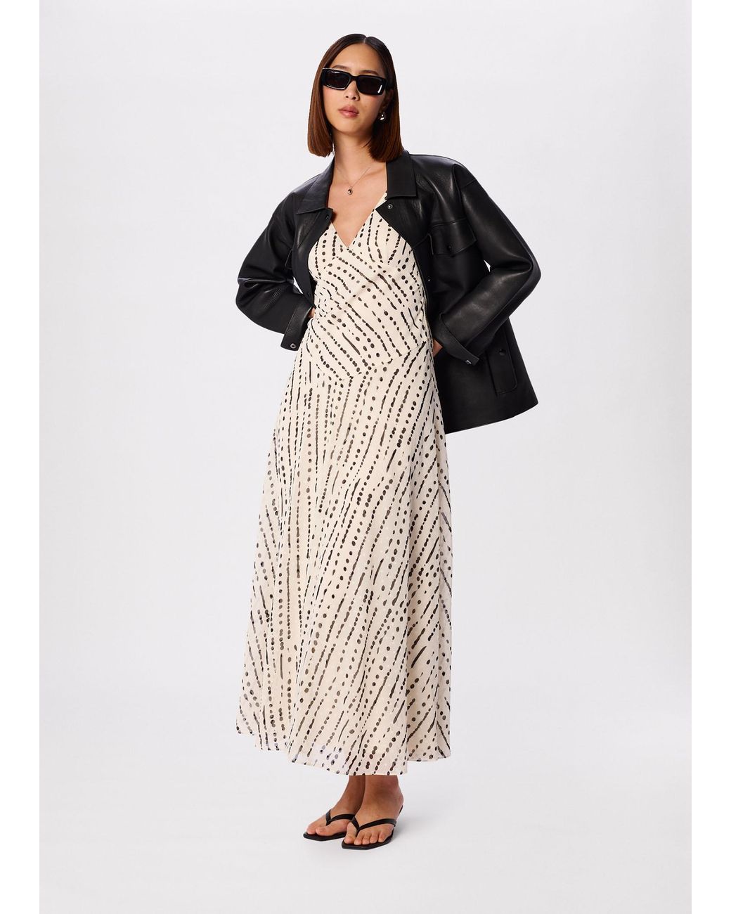 Whistles Natural Dashed Spot Dobby Maxi Dress