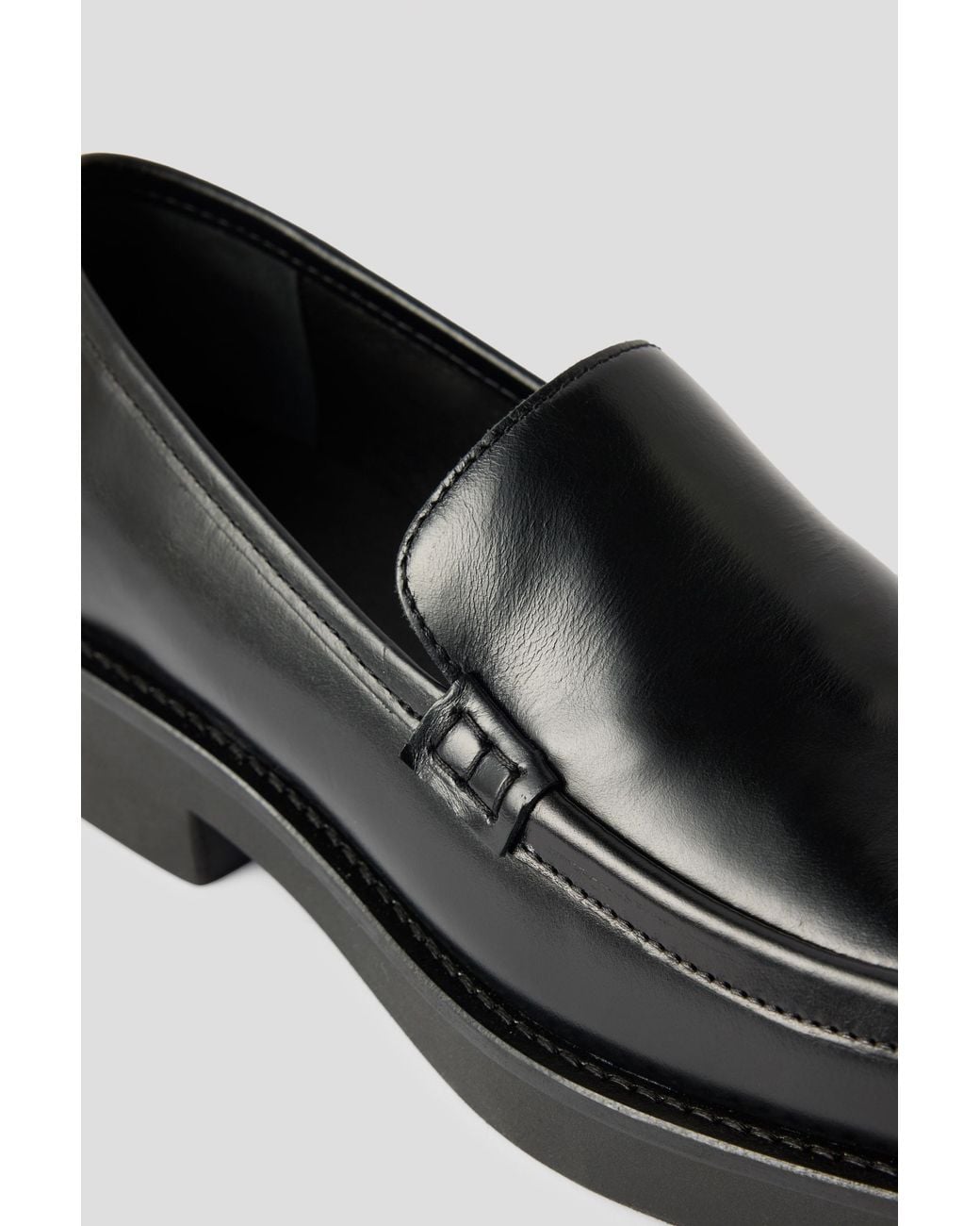 Whistles Black Square Toe Leather Loafer