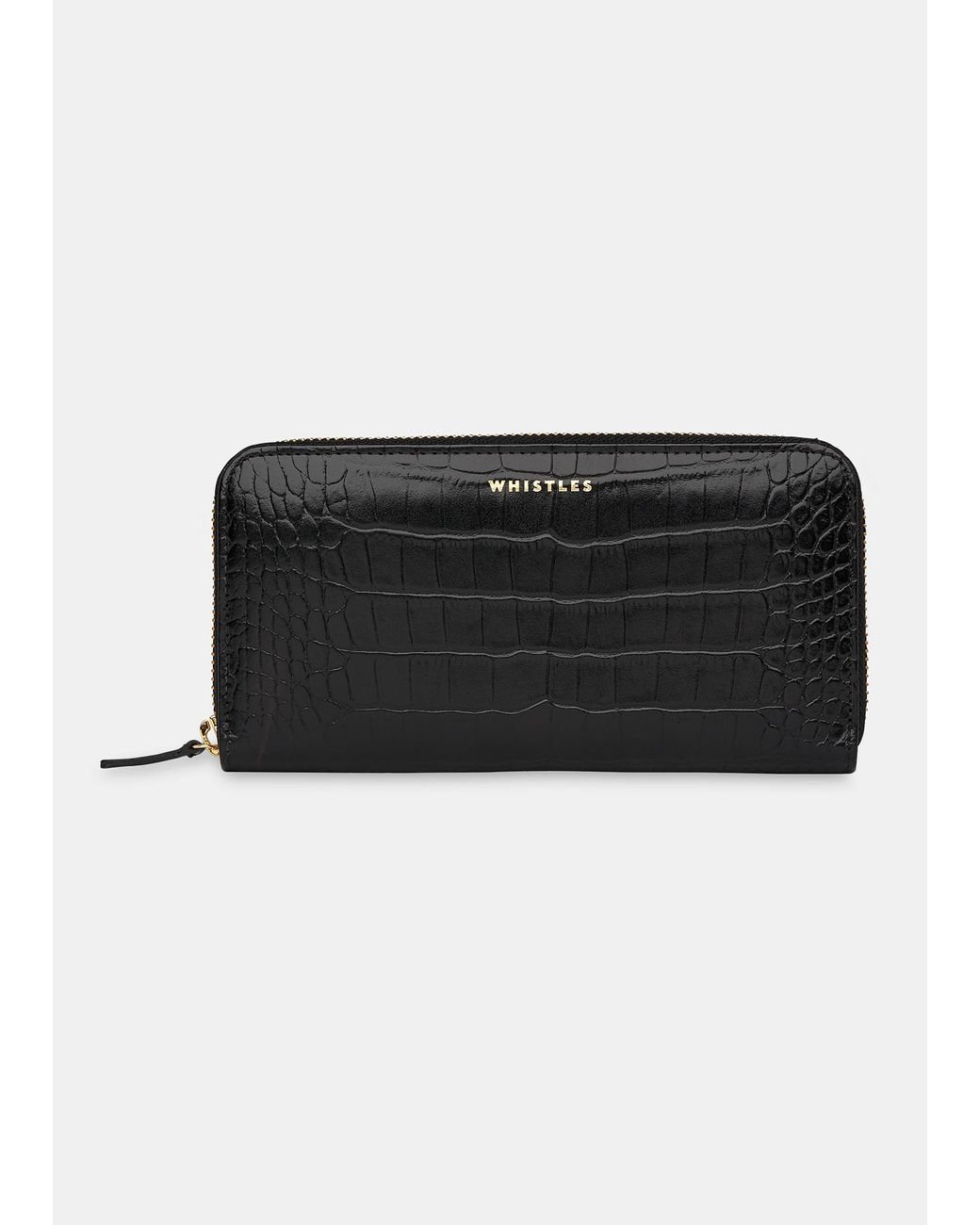 Whistles Black Shiny Croc Long Purse