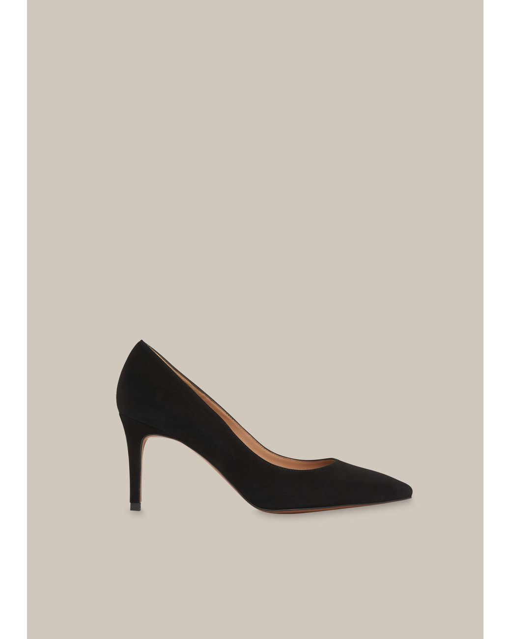 Whistles Natural Cari Mid Suede Point Pump