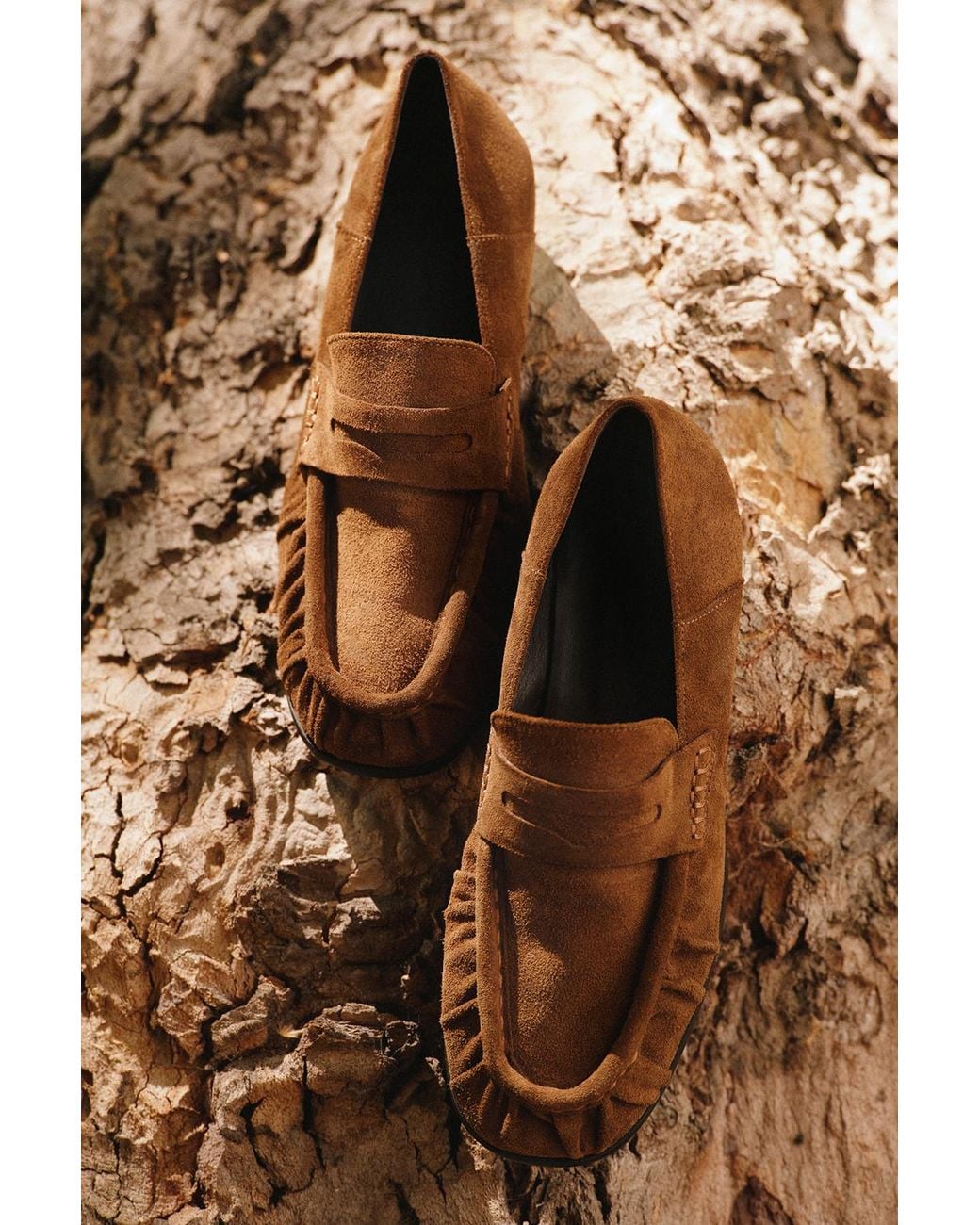 Whistles Brown Soft Suede Ruched Loafer