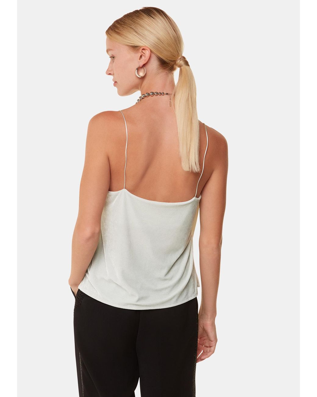 Whistles White Velvet Cowl Neck Cami Top