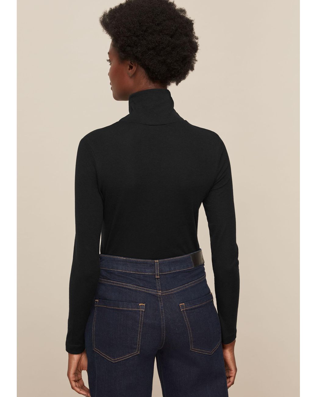 Whistles Black Essential Polo Neck